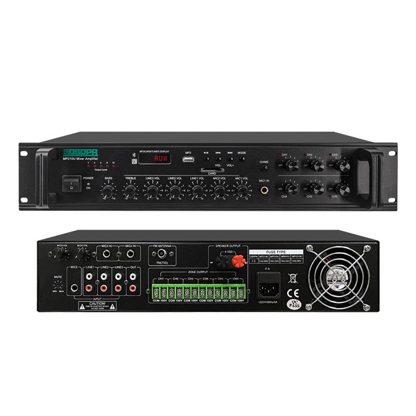 DSPPA MP210U — 6-зонний мікшер-підсилювач 60 Вт з USB, FM та Bluetooth