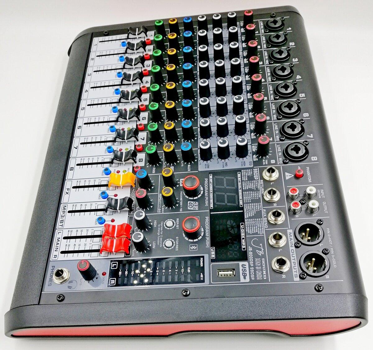 JB sound JB-800DSP — мікшерний пульт 8 каналів з 32-біт процесором ефектів